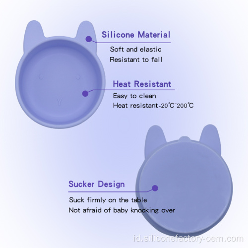 Piala Pengisapan Anak-Anak Non-Slip Feeding Silicone Bowl